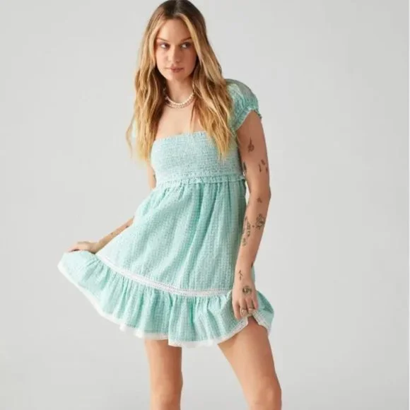 Urban Outfitters | Dresses | Urban Outfitters Marseille Gingham Smocked  Mini Dress Mint Green Nwt Size Xs | Poshmark